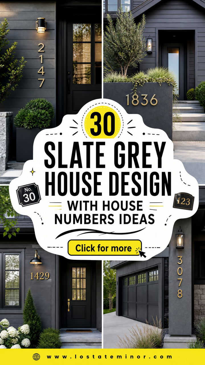 30 Slate Grey House Design With House Numbers Ideas Added Charm - 30 Slate Grey House Design With House Numbers Ideas: Added Charm