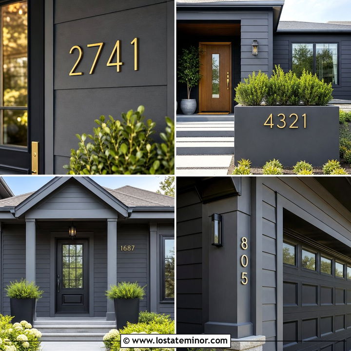 30 Slate Grey House Design With House Numbers Ideas: Added Charm