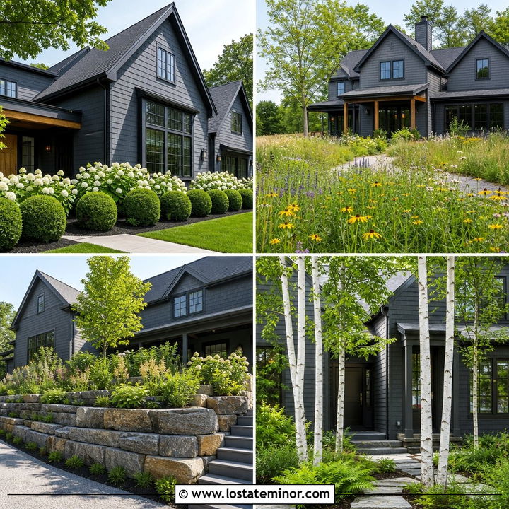 30 Slate Grey House Design With Landscaping Ideas to Inspire