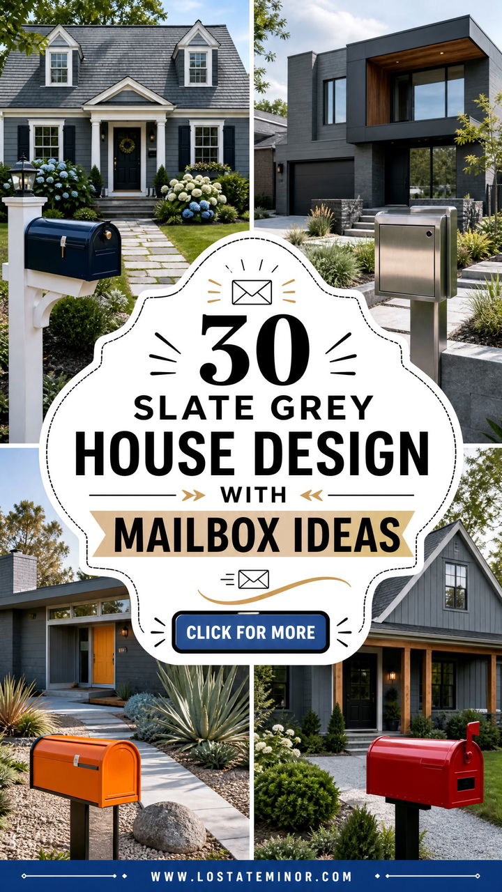 30 Slate Grey House Design With Mailbox Ideas for Curb Appeal - 30 Slate Grey House Design With Mailbox Ideas for Curb Appeal