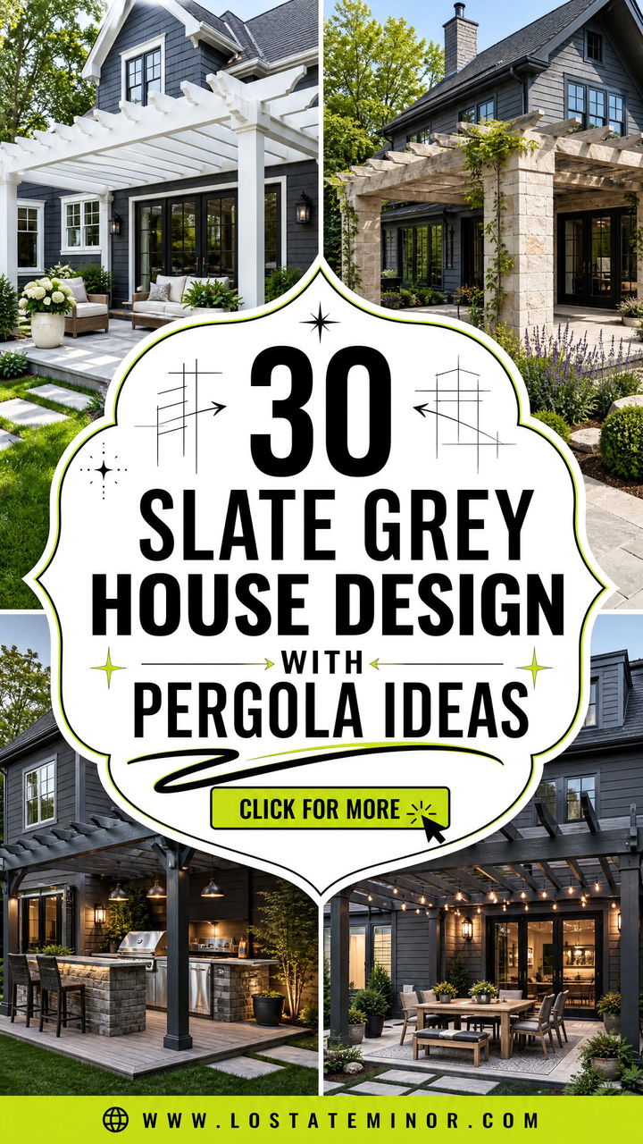 30 Slate Grey House Design With Pergola Ideas for Stylish Shade - 30 Slate Grey House Design With Pergola Ideas for Stylish Shade