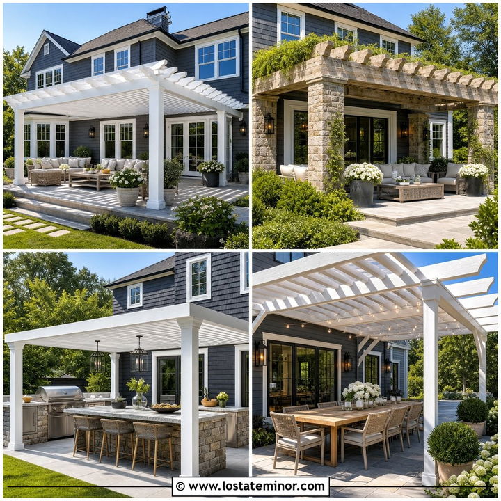30 Slate Grey House Design With Pergola Ideas for Stylish Shade