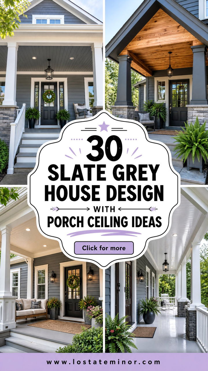 30 Slate Grey House Design With Porch Ceiling Ideas to Add Charm - 30 Slate Grey House Design With Porch Ceiling Ideas to Add Charm