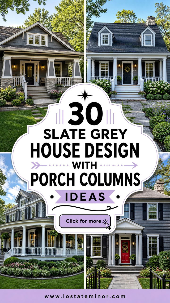 30 Slate Grey House Design With Porch Columns Ideas That Impress - 30 Slate Grey House Design With Porch Columns Ideas That Impress