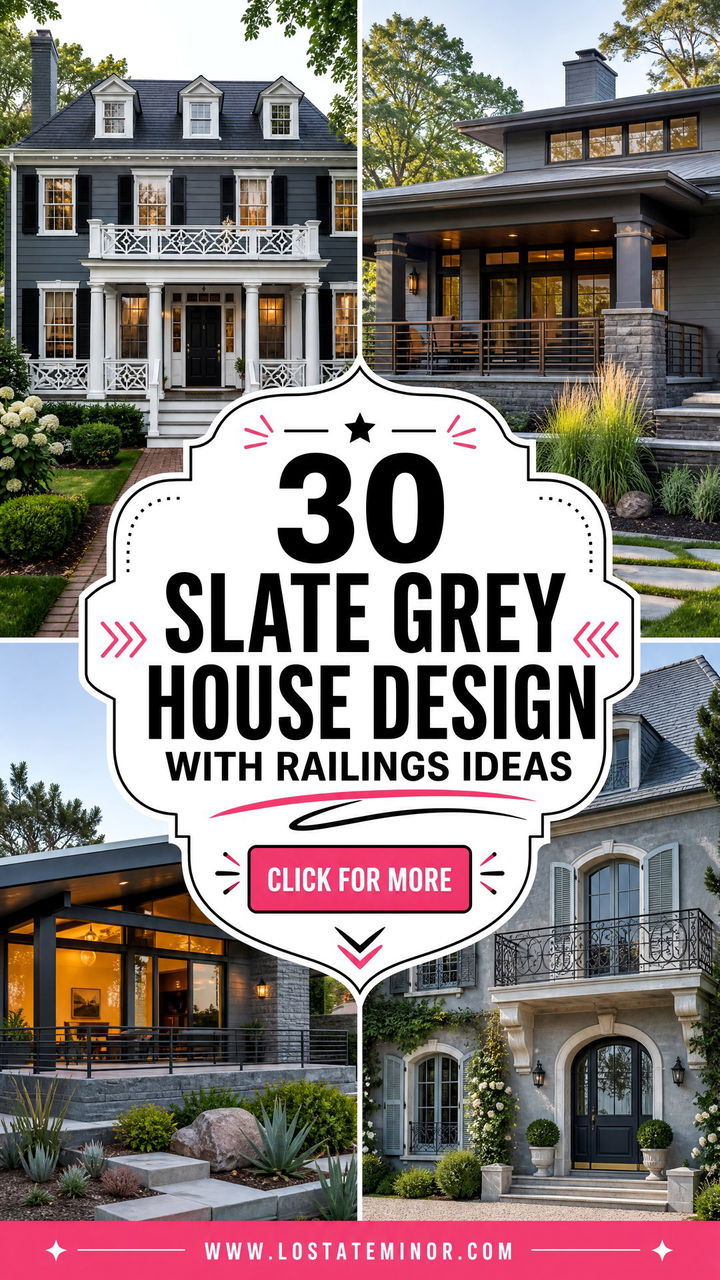 30 Slate Grey House Design With Railings Ideas for Polished Style - 30 Slate Grey House Design With Railings Ideas for Polished Style
