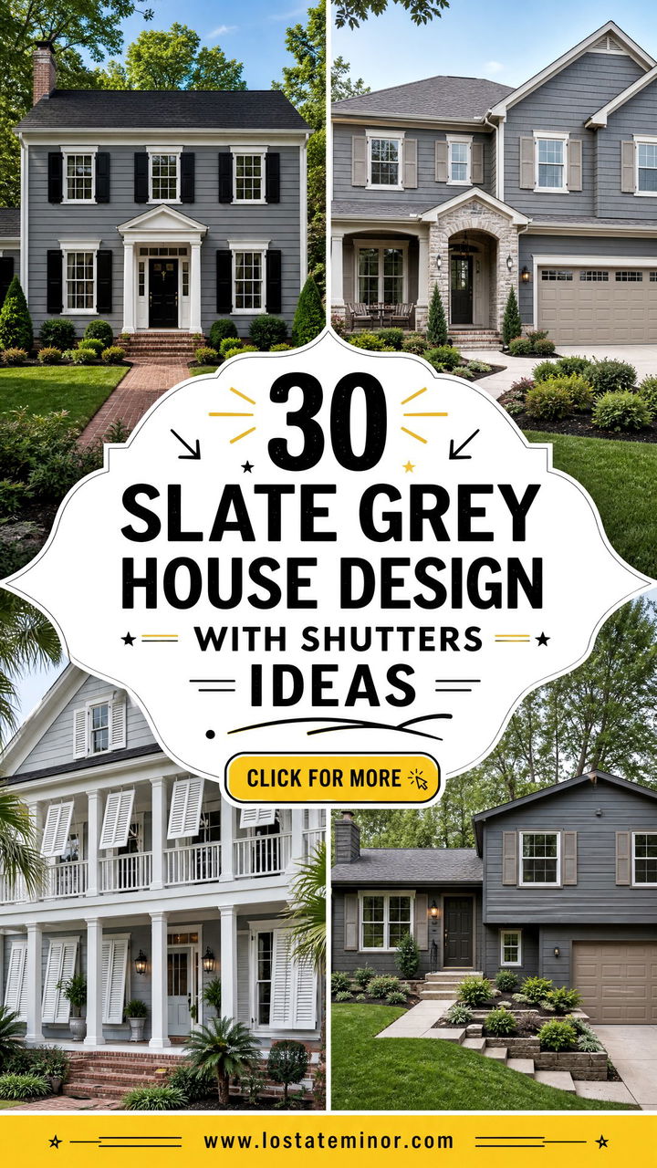 30 Slate Grey House Design With Shutters Ideas for Timeless Charm - 30 Slate Grey House Design With Shutters Ideas for Timeless Charm