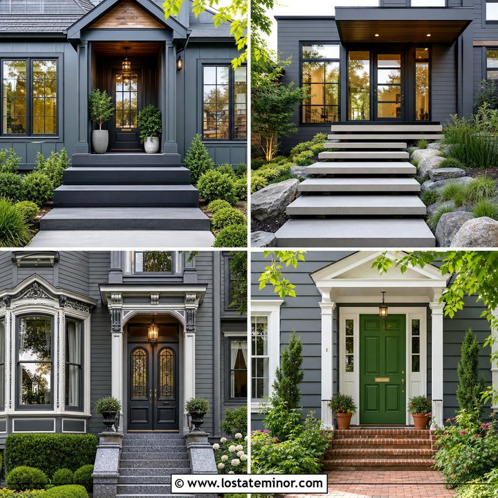 30 Slate Grey House Design With Steps Ideas for a Welcoming Entry