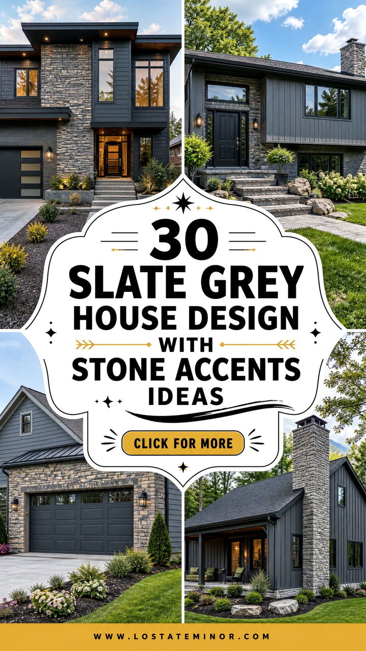 30 Slate Grey House Design With Stone Accents Ideas to Add Luxury - 30 Slate Grey House Design With Stone Accents Ideas to Add Luxury