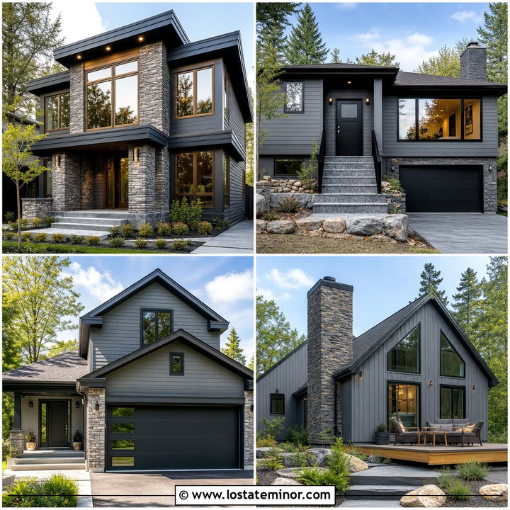 30 Slate Grey House Design With Stone Accents Ideas to Add Luxury