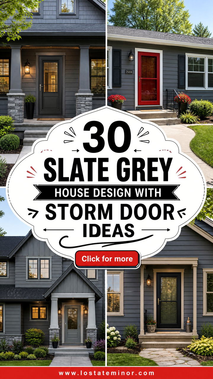 30 Slate Grey House Design With Storm Door Ideas for Modern Homes - 30 Slate Grey House Design With Storm Door Ideas for Modern Homes