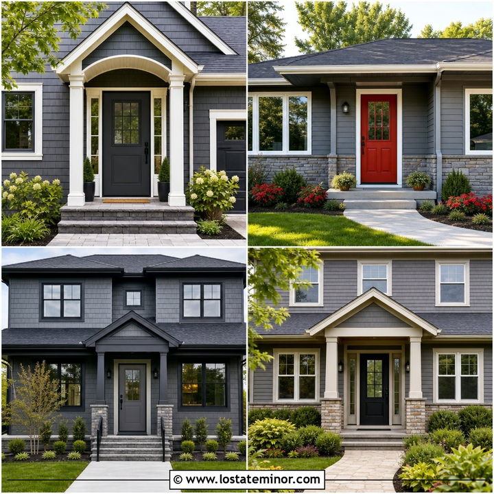 30 Slate Grey House Design With Storm Door Ideas for Modern Homes