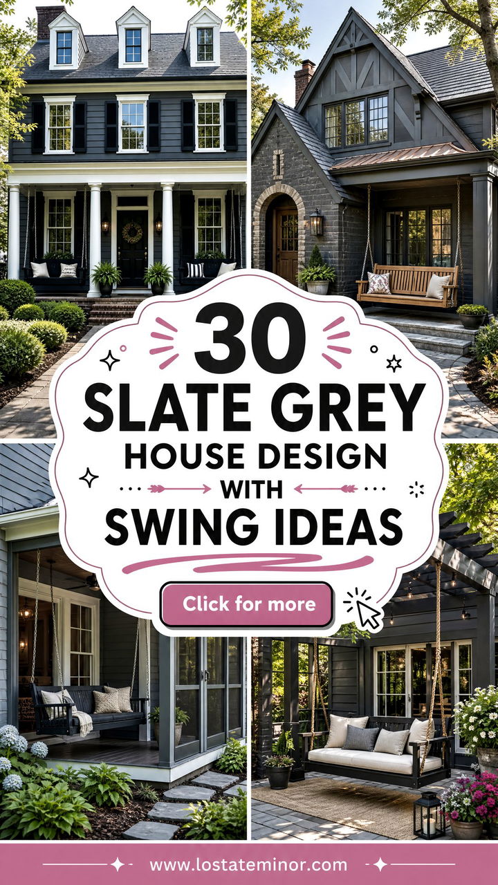 30 Slate Grey House Design With Swing Ideas for Relaxed Porches - 30 Slate Grey House Design With Swing Ideas for Relaxed Porches