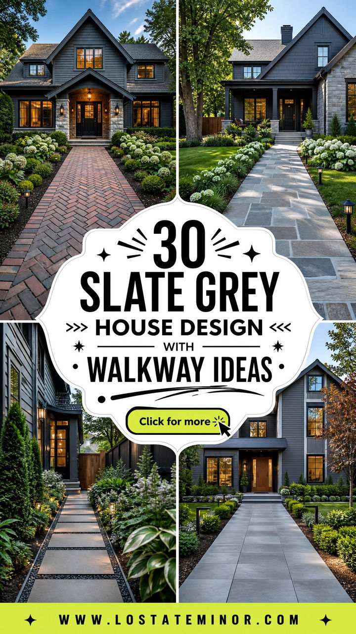30 Slate Grey House Design With Walkway Ideas Youll Love - 30 Slate Grey House Design With Walkway Ideas You’ll Love
