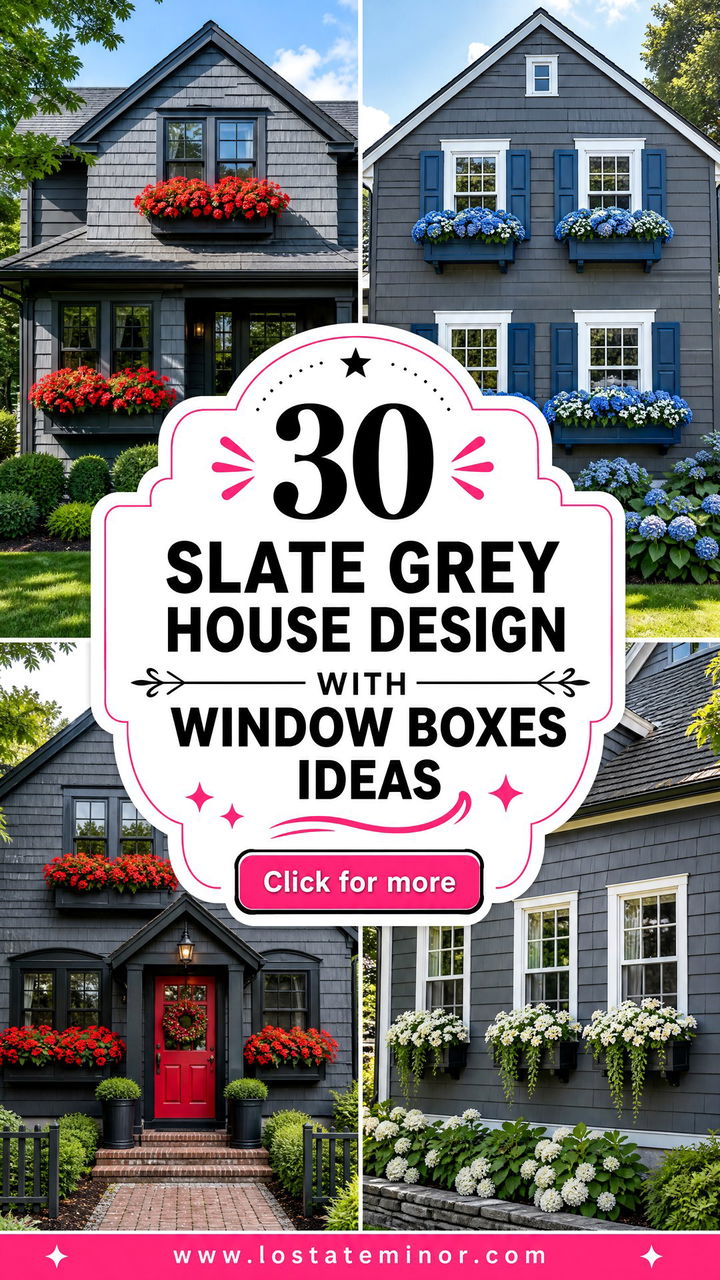 30 Slate Grey House Design With Window Boxes Ideas To Inspire You - 30 Slate Grey House Design With Window Boxes Ideas To Inspire You