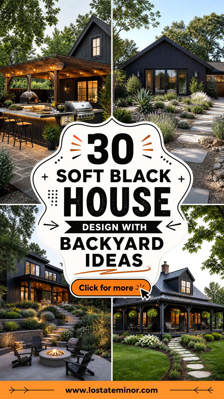 30 Soft Black House Design With Backyard Ideas Youll Love - 30 Soft Black House Design With Backyard Ideas You’ll Love