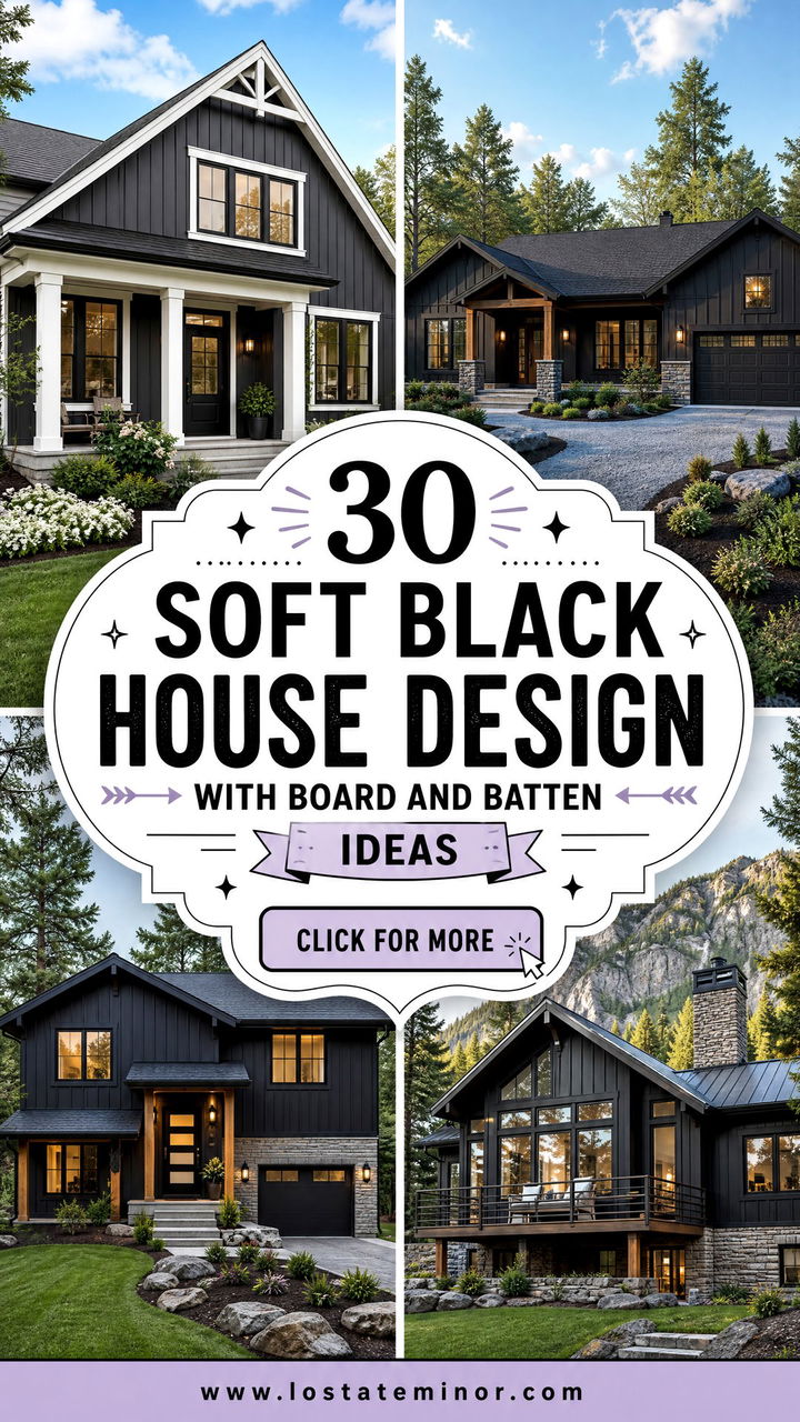 30 Soft Black House Design With Board and Batten Ideas To Try - 30 Soft Black House Design With Board and Batten Ideas To Try