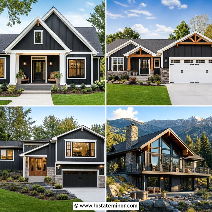 30 Soft Black House Design With Board and Batten Ideas To Try