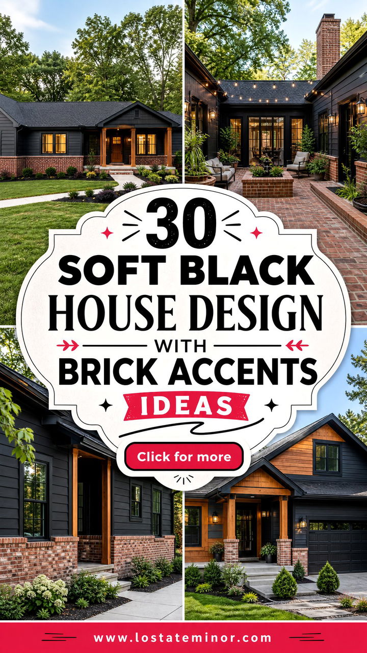 30 Soft Black House Design With Brick Accents Ideas To Try - 30 Soft Black House Design With Brick Accents Ideas To Try
