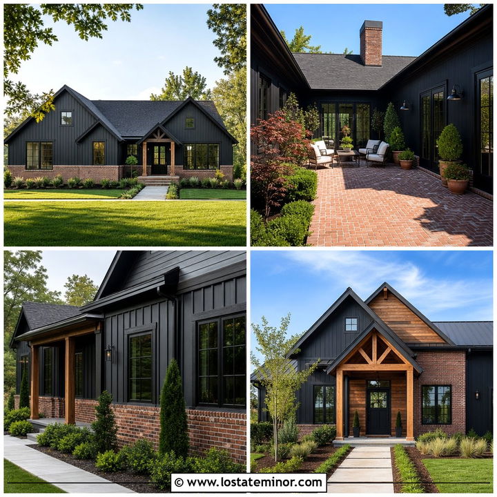 30 Soft Black House Design With Brick Accents Ideas To Try