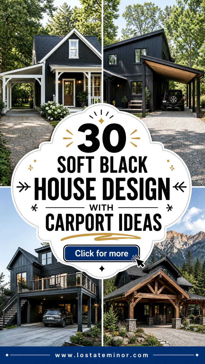 30 Soft Black House Design With Carport Ideas for Modern Homes - 30 Soft Black House Design With Carport Ideas for Modern Homes