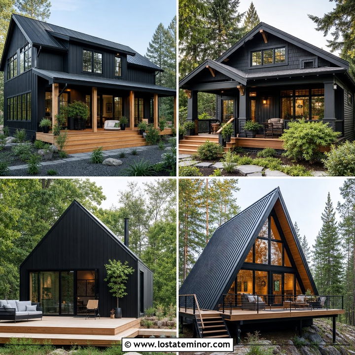 30 Soft Black House Design With Deck Ideas for Modern Homes