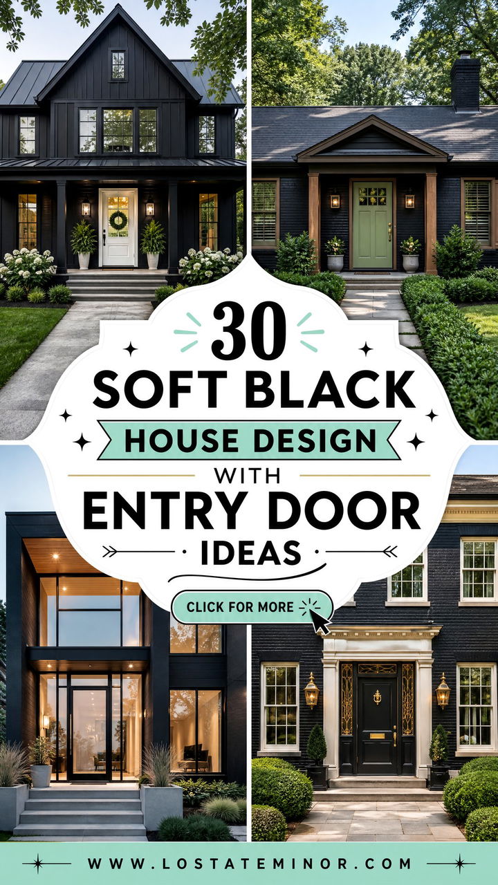 30 Soft Black House Design With Entry Door Ideas To Try - 30 Soft Black House Design With Entry Door Ideas To Try