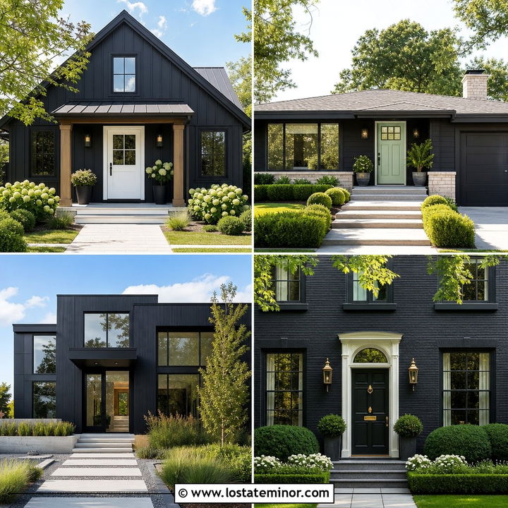 30 Soft Black House Design With Entry Door Ideas To Try