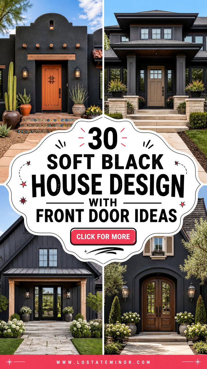 30 Soft Black House Design With Front Door Ideas To Try - 30 Soft Black House Design With Front Door Ideas To Try