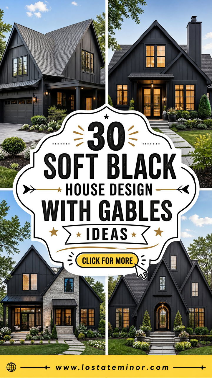 30 Soft Black House Design With Gables Ideas for Curb Appeal - 30 Soft Black House Design With Gables Ideas for Curb Appeal
