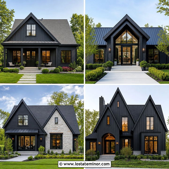30 Soft Black House Design With Gables Ideas for Curb Appeal
