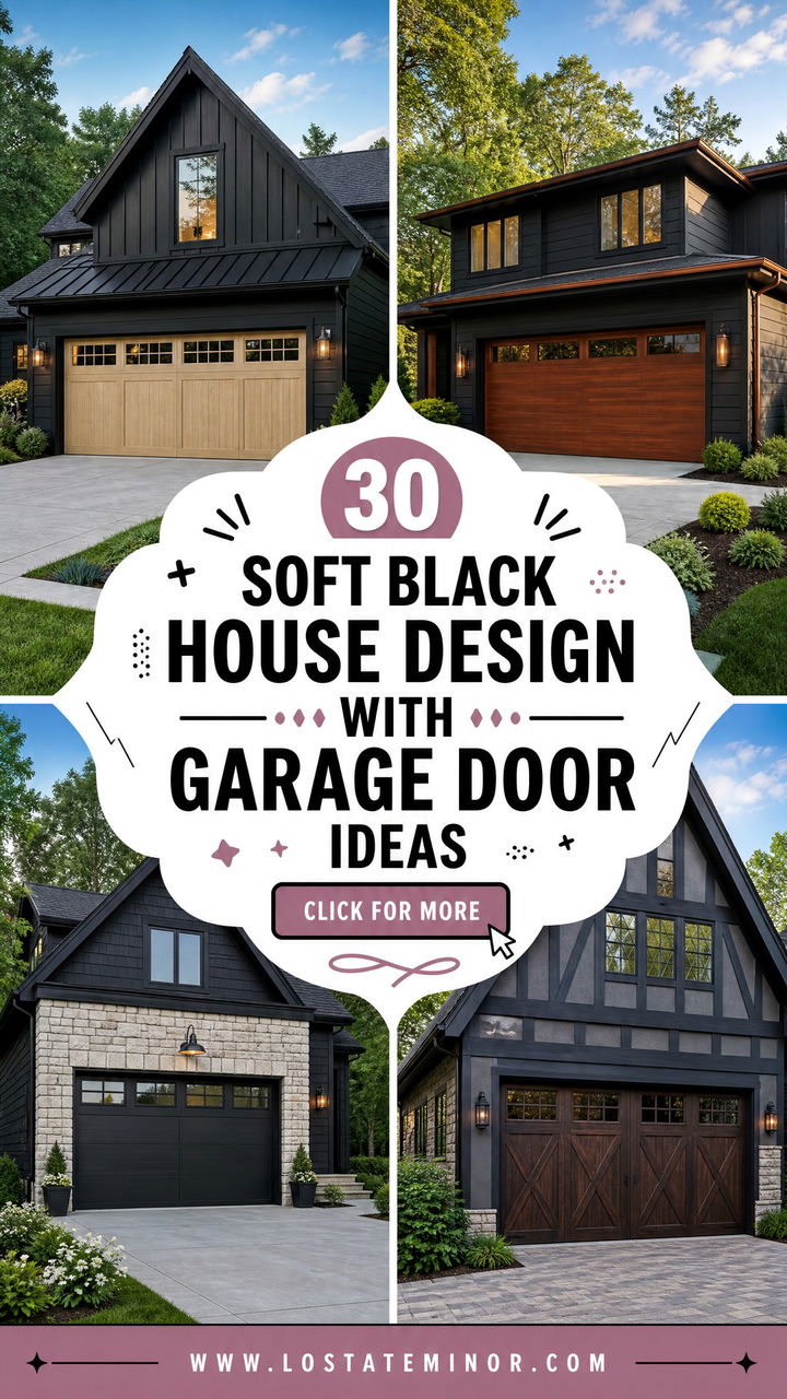 30 Soft Black House Design With Garage Door Ideas With Bold Style - 30 Soft Black House Design With Garage Door Ideas With Bold Style