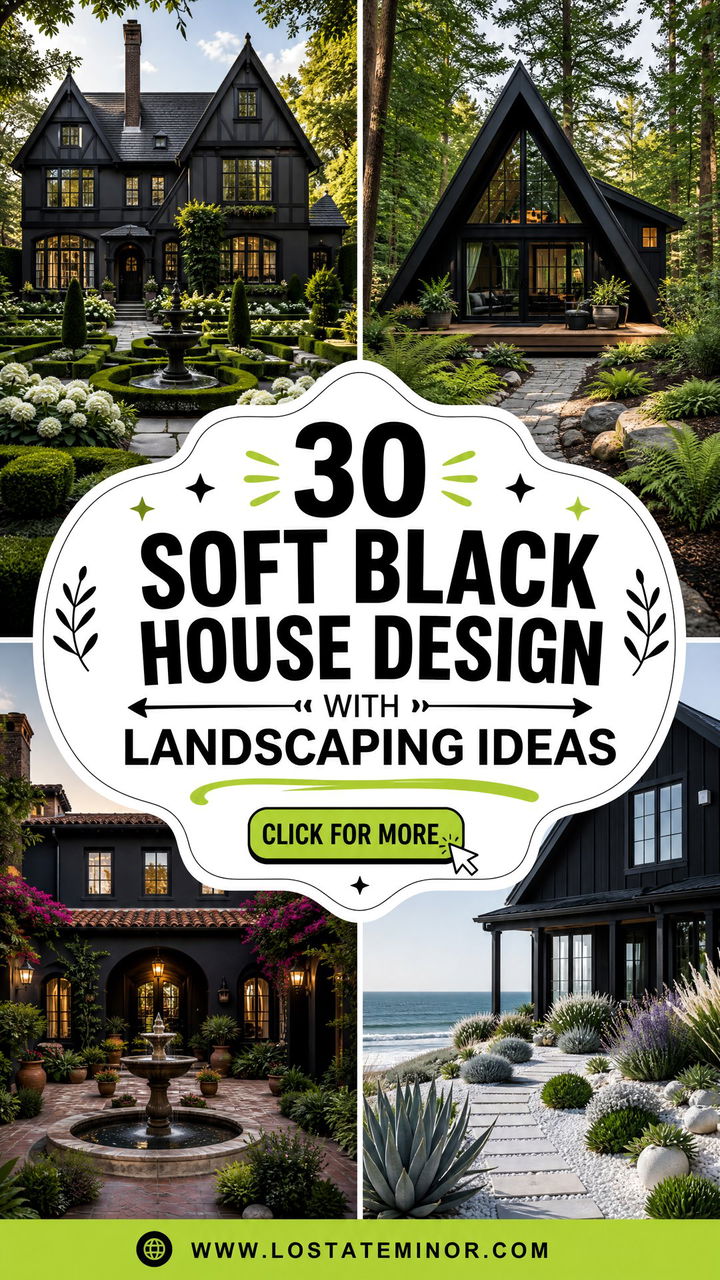30 Soft Black House Design With Landscaping Ideas to Inspire You - 30 Soft Black House Design With Landscaping Ideas to Inspire You