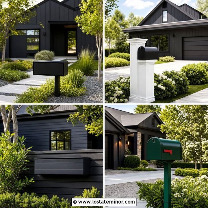 30 Soft Black House Design With Mailbox Ideas for Standout Style