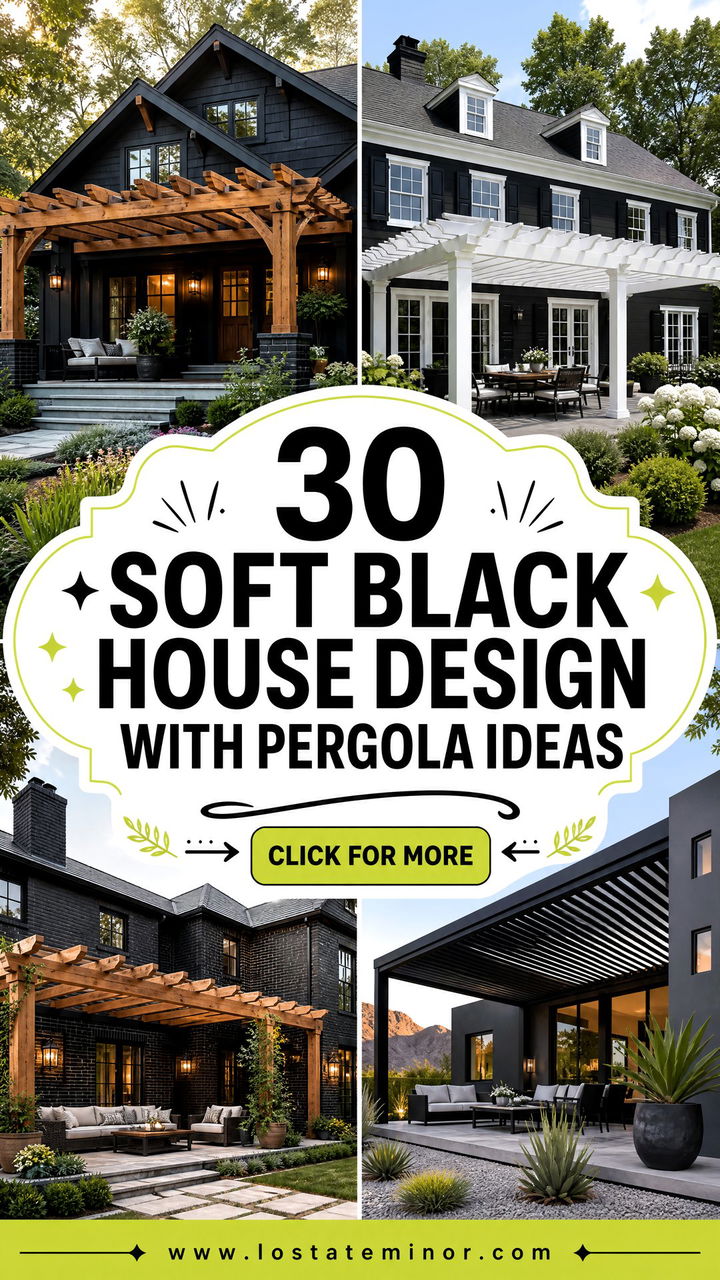 30 Soft Black House Design With Pergola Ideas for Outdoor Style - 30 Soft Black House Design With Pergola Ideas for Outdoor Style