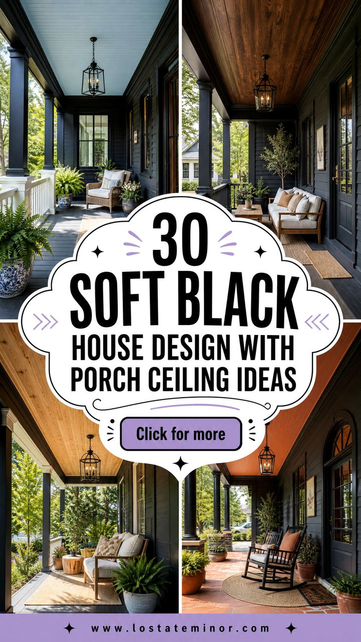 30 Soft Black House Design With Porch Ceiling Ideas Youll Love - 30 Soft Black House Design With Porch Ceiling Ideas You’ll Love