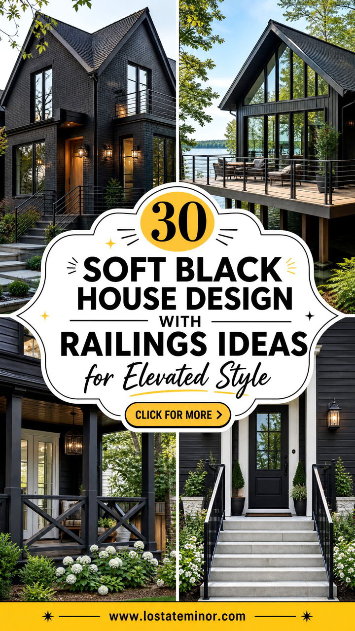 30 Soft Black House Design With Railings Ideas for Elevated Style - 30 Soft Black House Design With Railings Ideas for Elevated Style