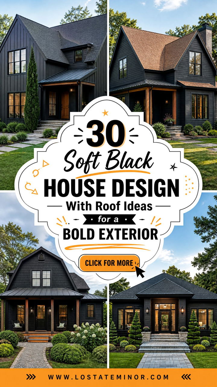 30 Soft Black House Design With Roof Ideas for a Bold Exterior - 30 Soft Black House Design With Roof Ideas for a Bold Exterior