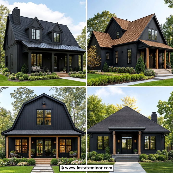30 Soft Black House Design With Roof Ideas for a Bold Exterior