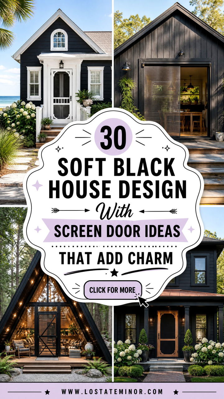 30 Soft Black House Design With Screen Door Ideas That Add Charm - 30 Soft Black House Design With Screen Door Ideas That Add Charm