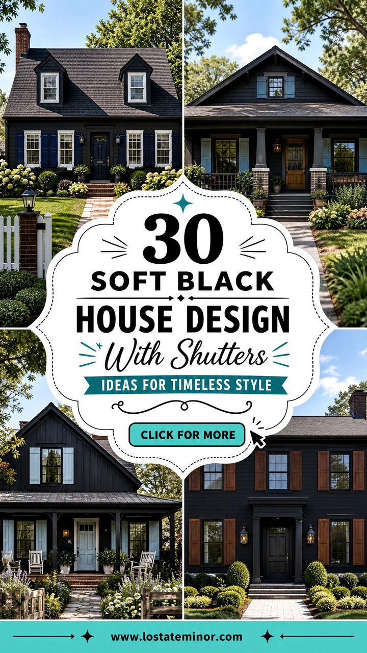 30 Soft Black House Design With Shutters Ideas for Timeless Style - 30 Soft Black House Design With Shutters Ideas for Timeless Style