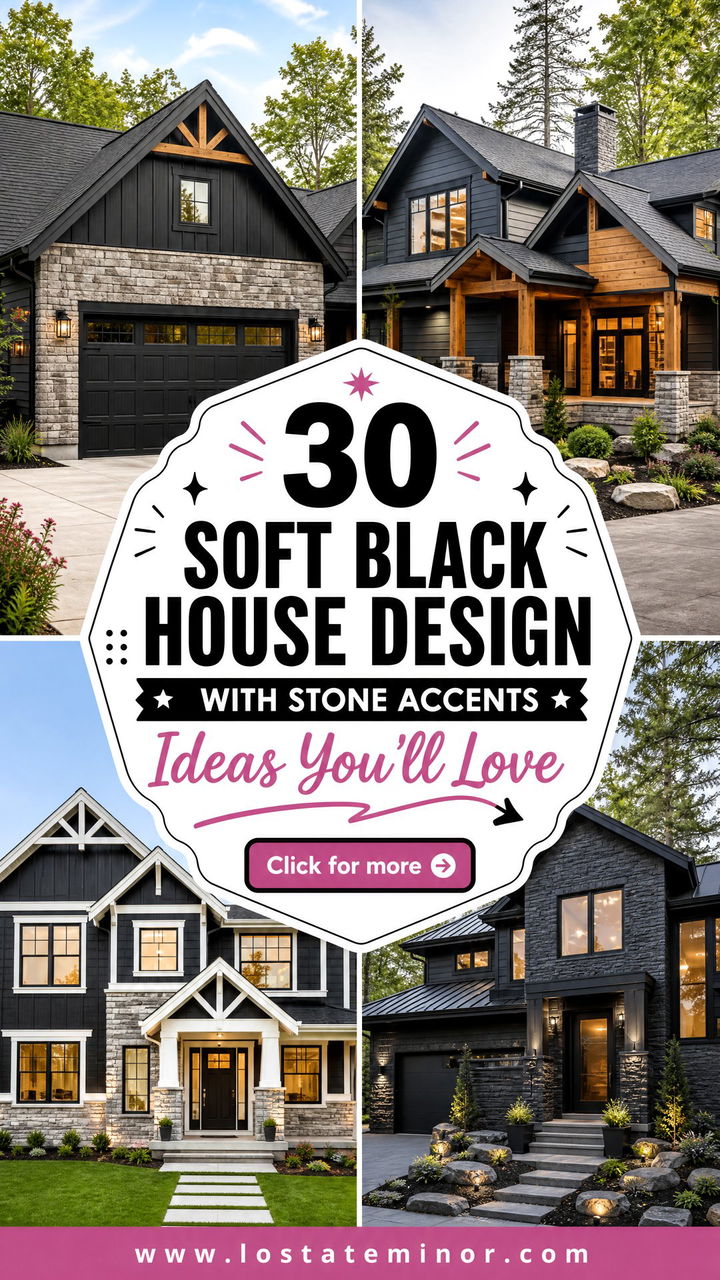 30 Soft Black House Design With Stone Accents Ideas Youll Love - 30 Soft Black House Design With Stone Accents Ideas You’ll Love