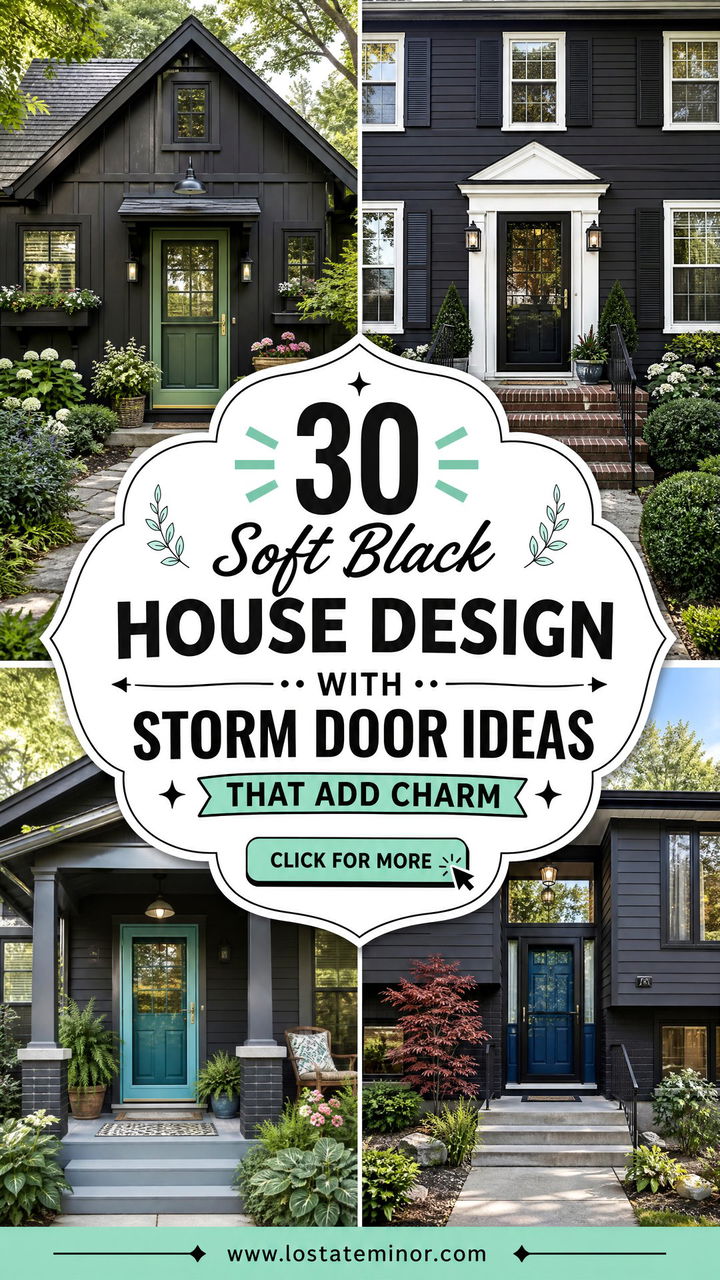 30 Soft Black House Design With Storm Door Ideas That Add Charm - 30 Soft Black House Design With Storm Door Ideas That Add Charm