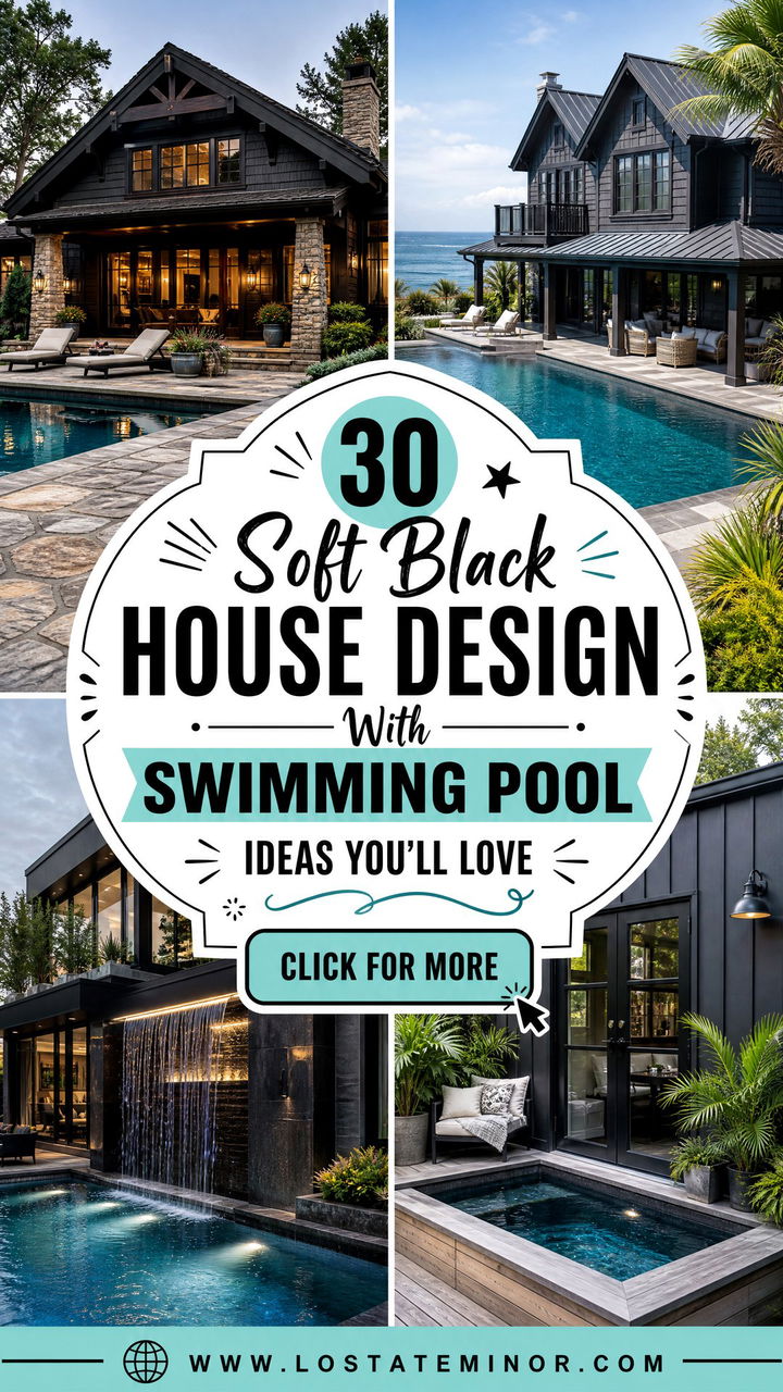 30 Soft Black House Design With Swimming Pool Ideas Youll Love - 30 Soft Black House Design With Swimming Pool Ideas You’ll Love