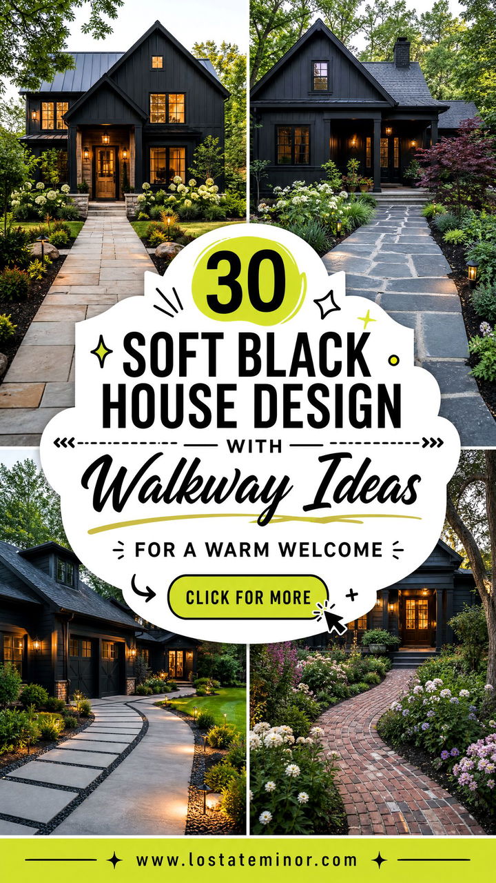 30 Soft Black House Design With Walkway Ideas For a Warm Welcome - 30 Soft Black House Design With Walkway Ideas For a Warm Welcome