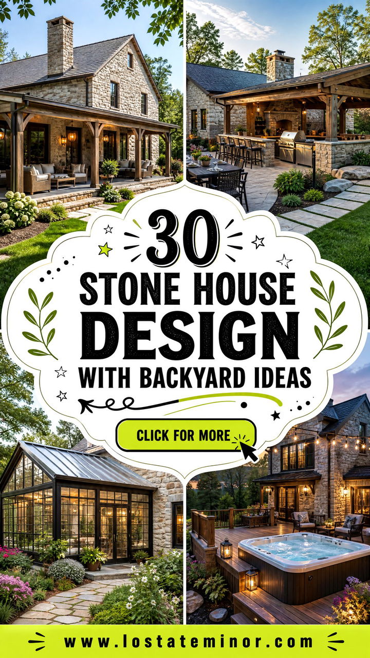 30 Stone House Design With Backyard Ideas for Outdoor Living - 30 Stone House Design With Backyard Ideas for Outdoor Living