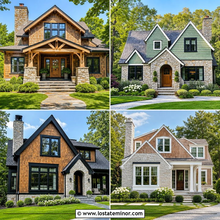 30 Stone House Design With Cedar Shake Ideas for Rustic Warmth
