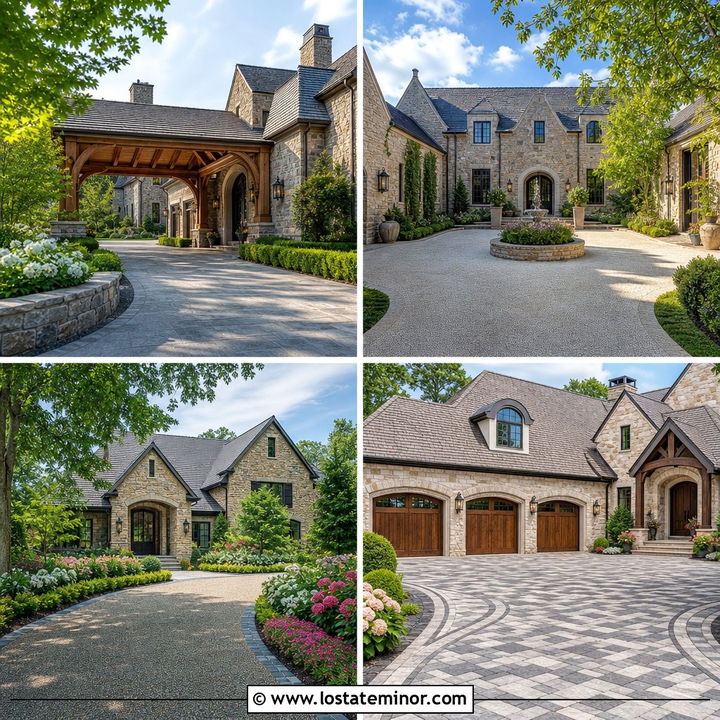 30 Stone House Design With Driveway Ideas For Elegant Entrances
