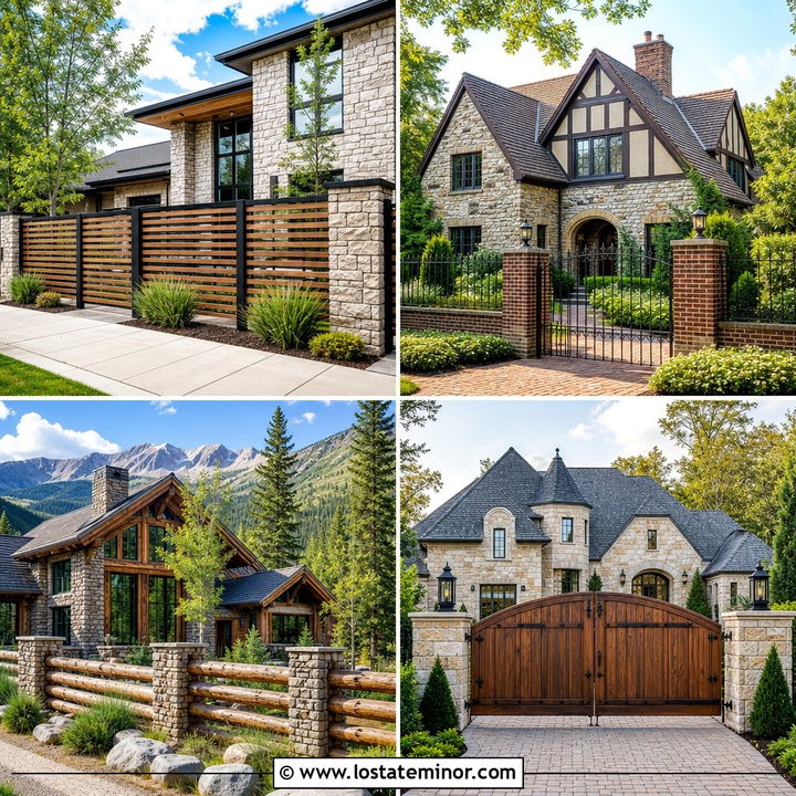 30 Stone House Design With Fence Ideas for Charming Curb Appeal