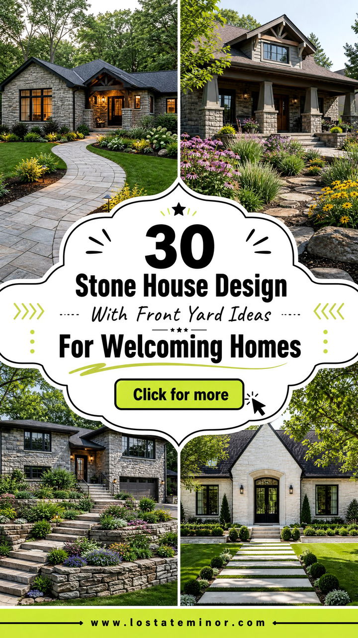 30 Stone House Design With Front Yard Ideas For Welcoming Homes - 30 Stone House Design With Front Yard Ideas For Welcoming Homes