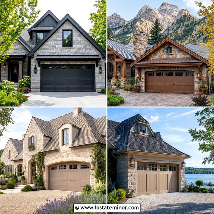 30 Stone House Design With Garage Door Ideas for a Fresh Look